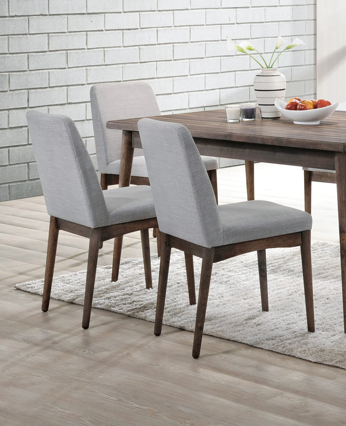 Solid Wood Fabric Upholstered Dining Chairs 2pcs Set J7344