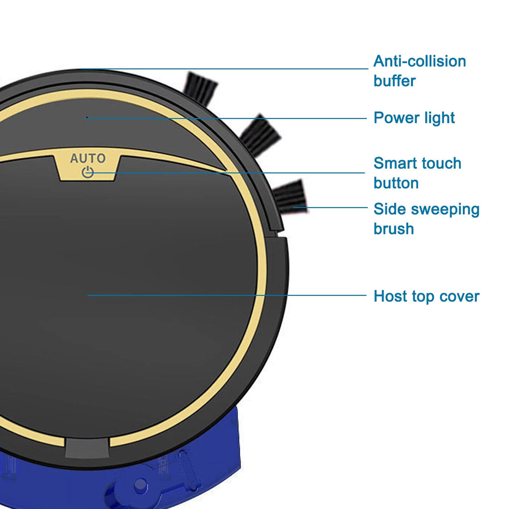 15W Rechargeable Black Robot Vacuum Cleaner 3in1 X803