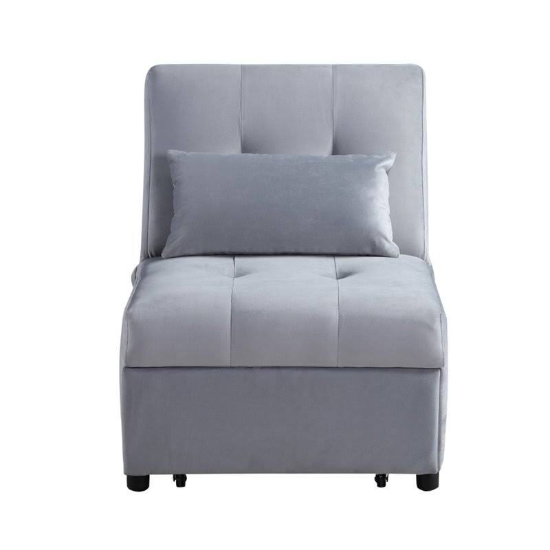 Gray Wood Storage Bench with Pull Out Ottoman X530