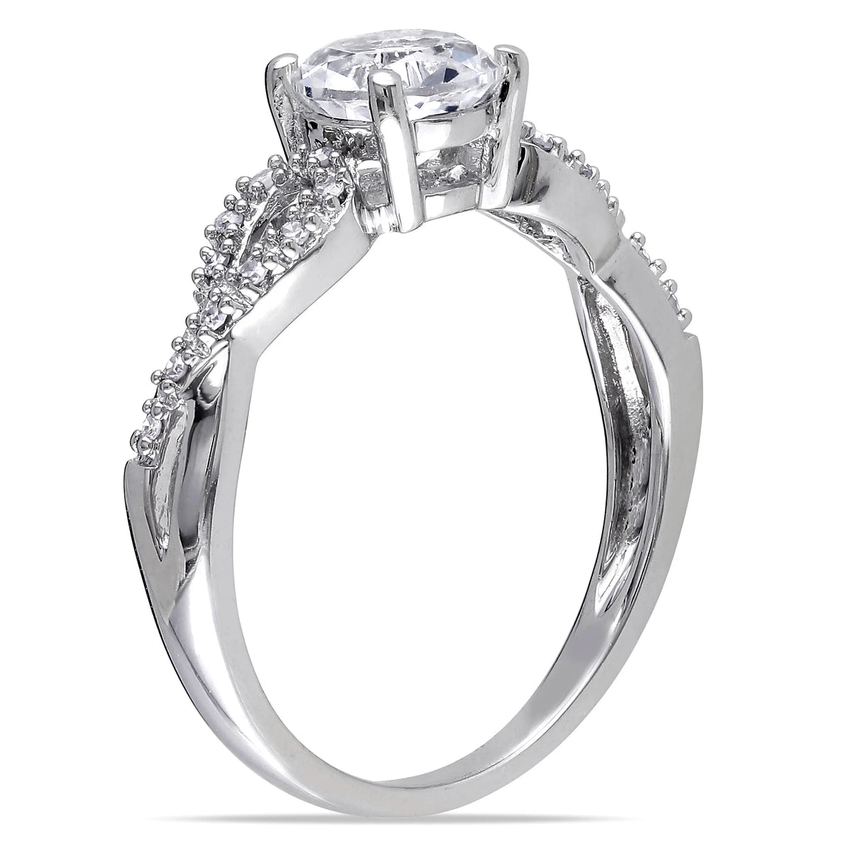 10kt White Gold Solitaire Ring with Infinity Band Y313875