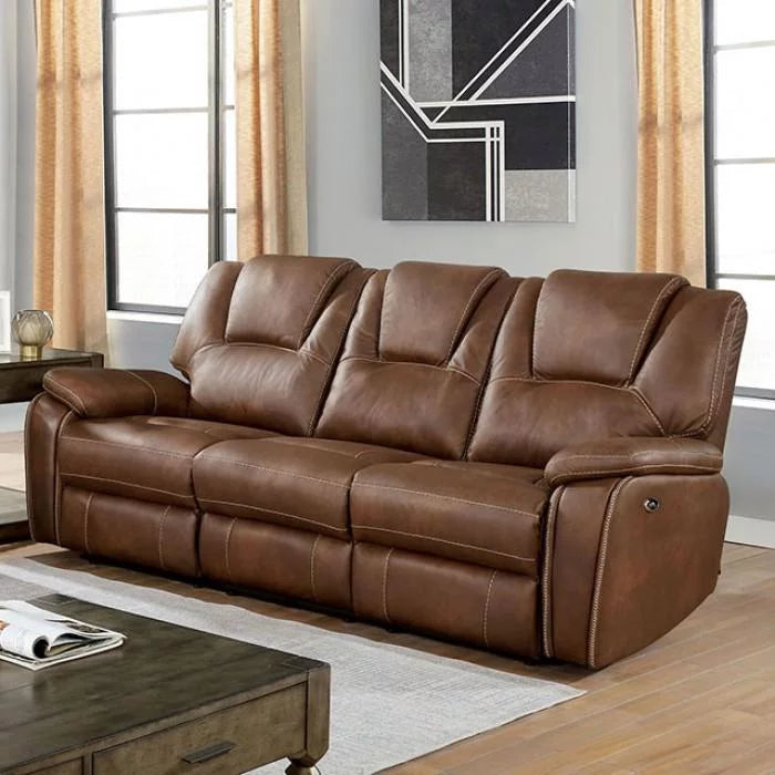 Brown Leatherette Recliner Sofa Set 2pcs E5611