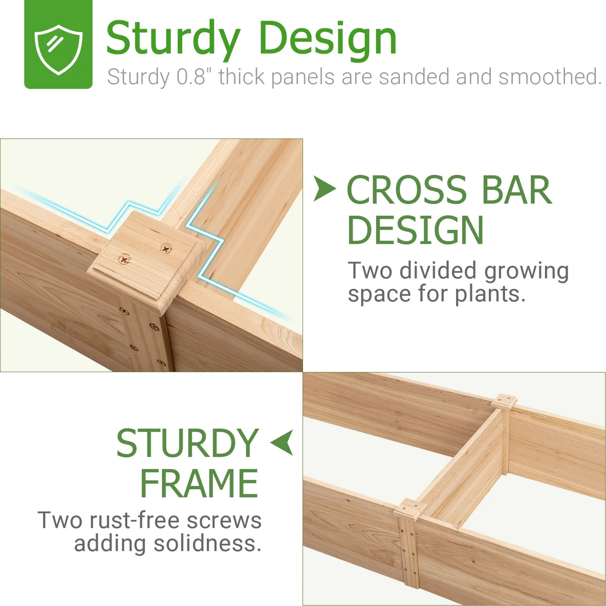 Raised Wooden Planter Box 92x22x9in I808894