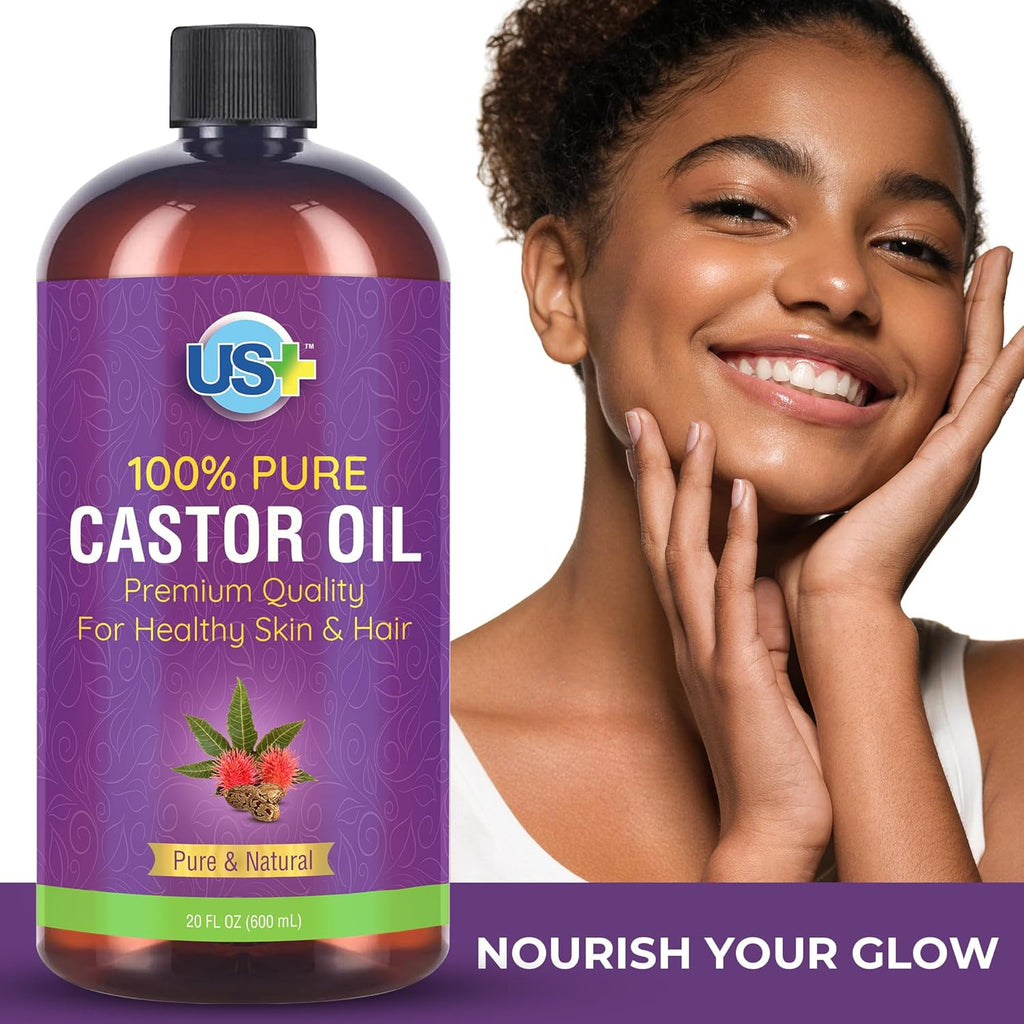 20oz 100% Pure Castor Oil, Cold-pressed, Unrefined, Hexane-free, BPA Free Plastic Bottle E2281