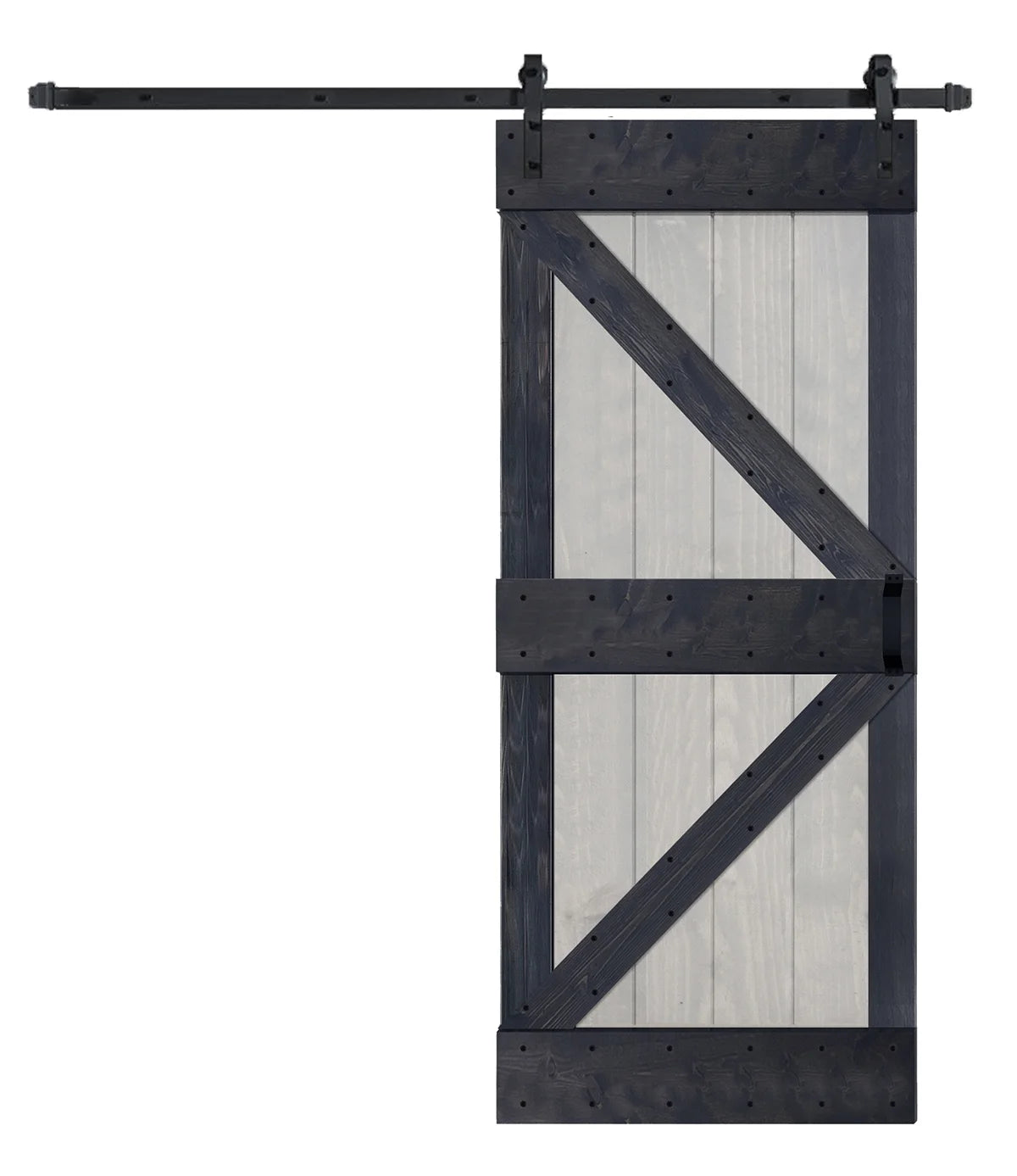 French Gray/Carbon Gray Knotty Pine Wood Sliding Barn Door With Installation Hardware Kit P2066