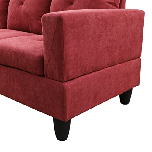 Red Flannelette 3-Piece Sofa Set B80167