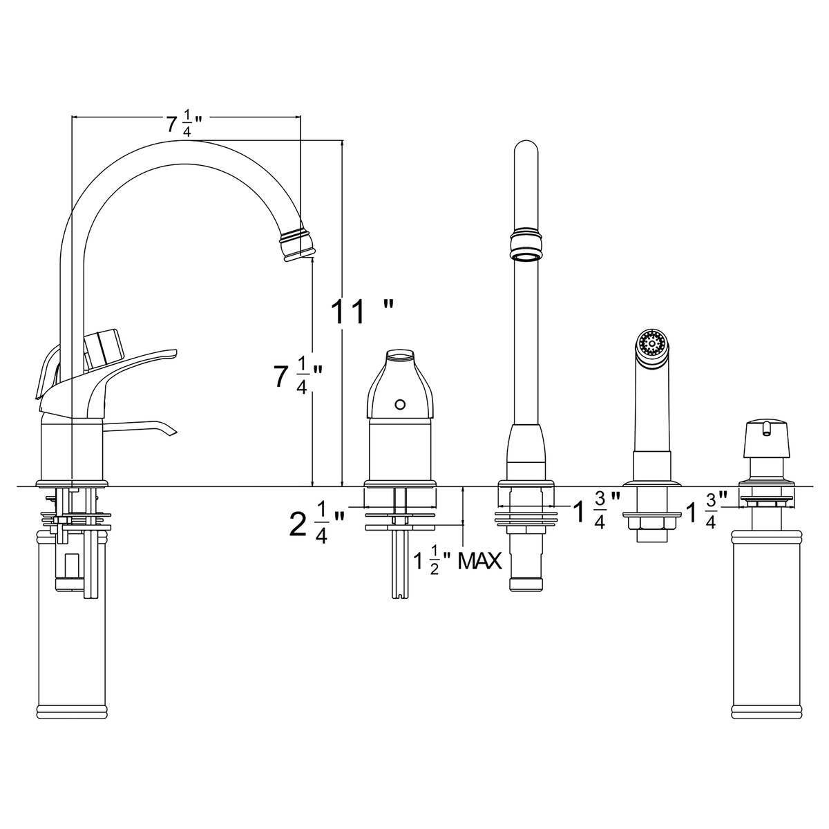 Single Handle Kitchen Faucet with Side Spray Chrome Y51638