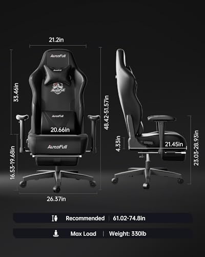PU Leather Gaming Chair with Footrest and Lumbar Support Pillow M777452