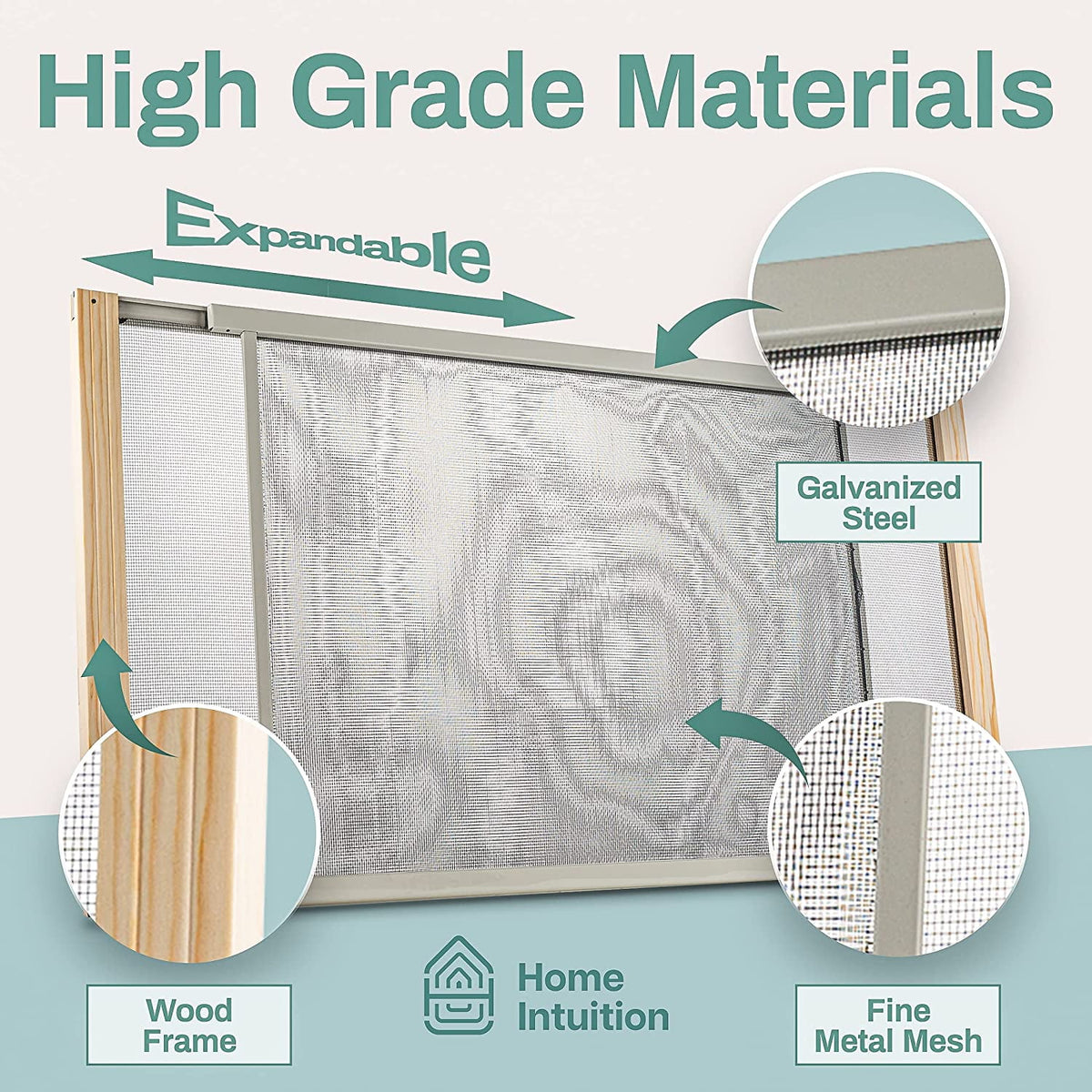 2-Pack Adjustable Horizontal Window Screen 21-37 inches Wide, 18 Inch High H1474