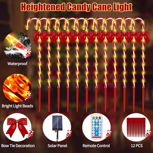 24PCS 240LED Solar Candy Cane Pathway Lights V693768