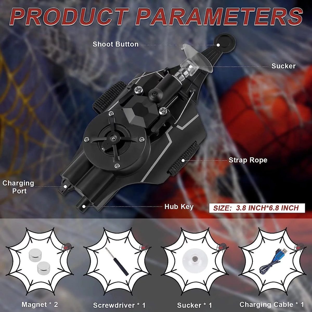 Black Electric Spider String Shooter Toy P250707