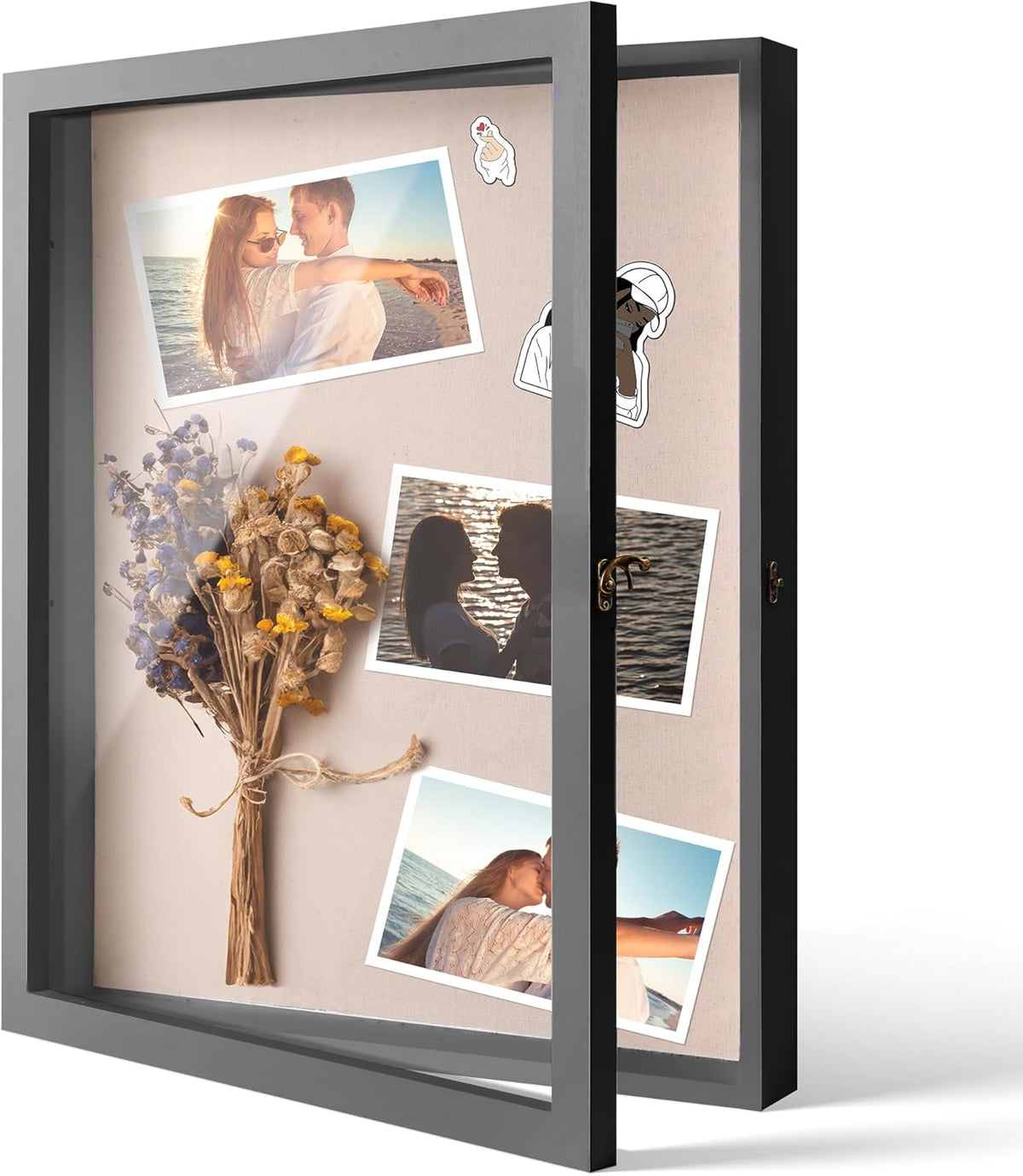 Black 16x20 Shadow Box Display Case with Door and Metal Lock Z51902