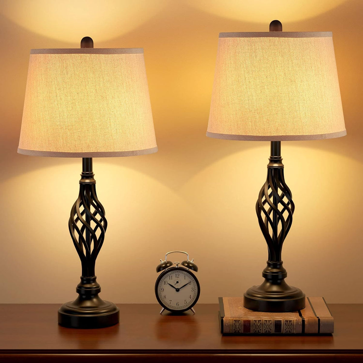 Set of 2 Table Lamps 27'' Spiral Cage Design U767