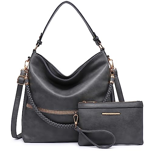 Vegan Leather Shoulder Bucket Tote Bag Set with Long Strap I2492