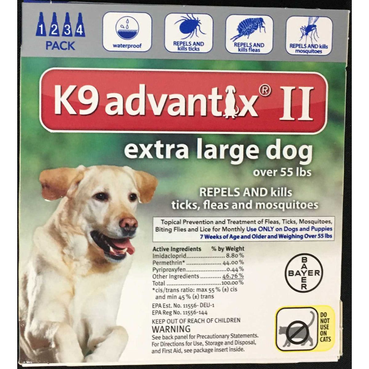 Over 55 lbs Dog Flea and Tick Treatment 4 Count K6710