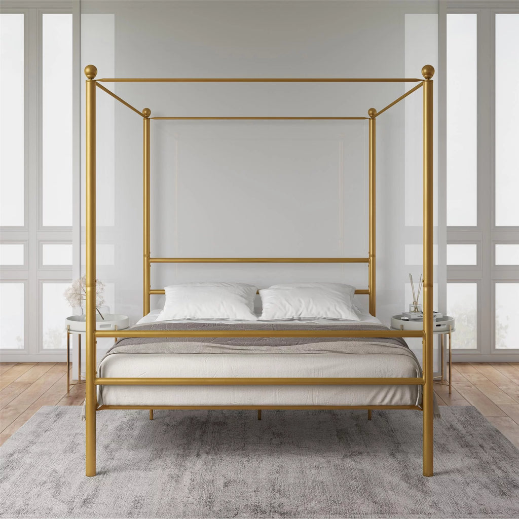 Queen Gold Metal Canopy Bed B131426