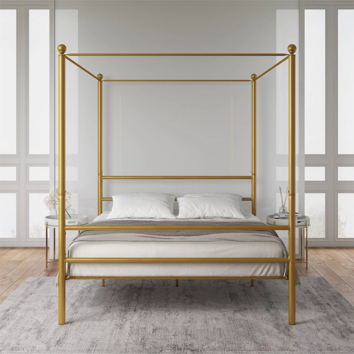 Queen Gold Metal Canopy Bed B131426