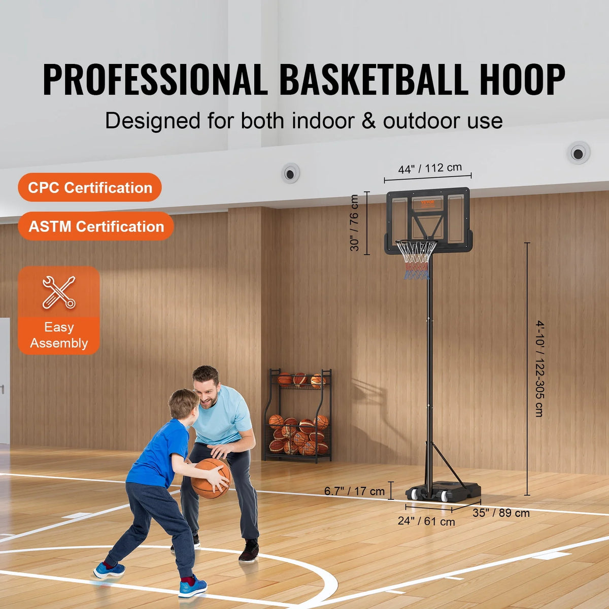 Basketball Hoop Adjustable Height Backboard System M88918