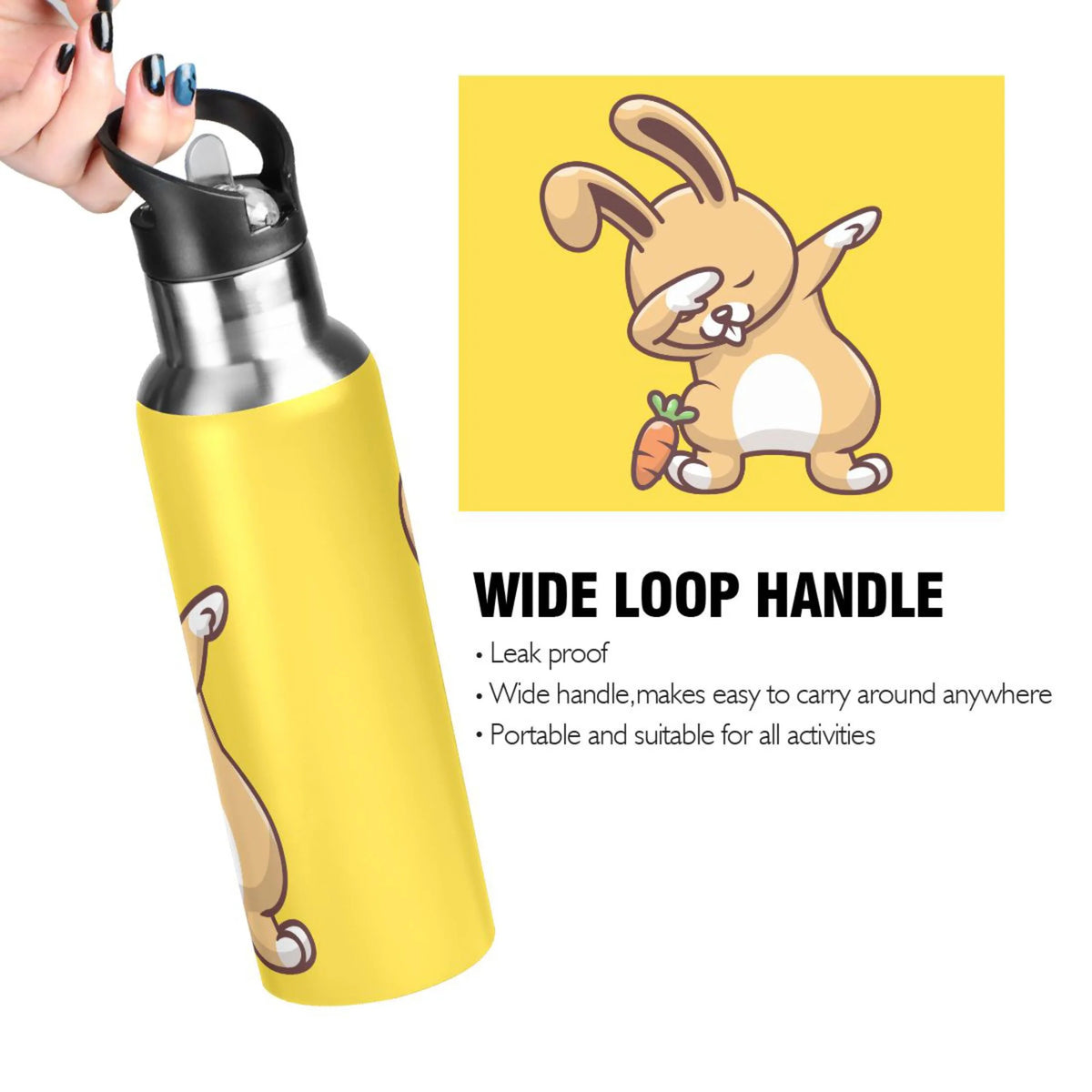 Stainless Steel Vacuum Insulated Water Bottle with Straw Lid 20 OZ I56772