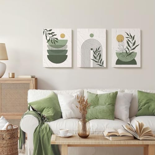 3 Pieces Framed Canvas Abstract Geometric Wall Art Set, 12x16 Inch O91330