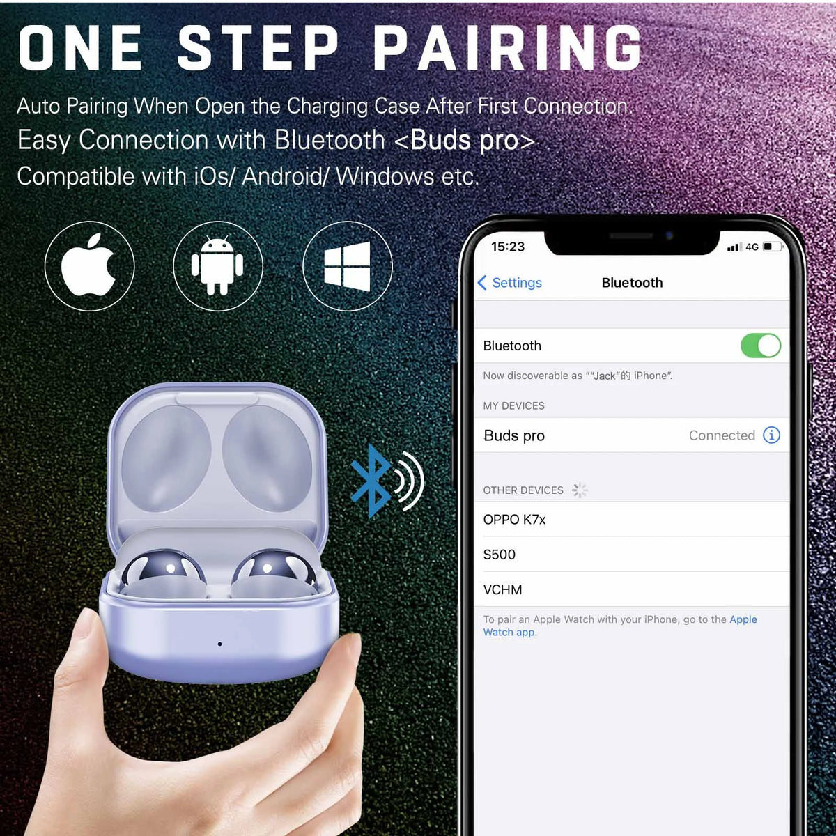 Amethyst Purple True Wireless Bluetooth Earbuds with Charging Case Z7568