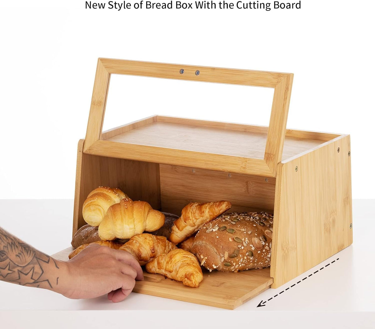 Bamboo Bread Box with Cutting Board H902