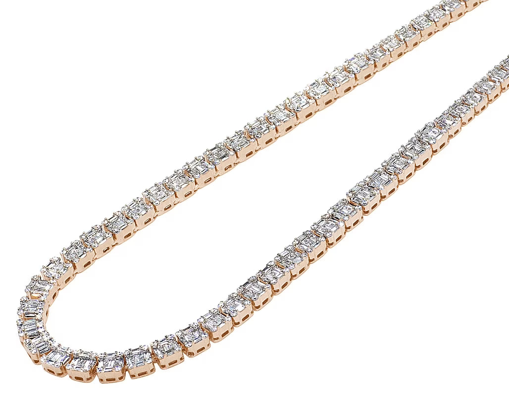 10K Rose Gold Baguette Diamond Tennis Necklace 12.5 CT 21" L3983