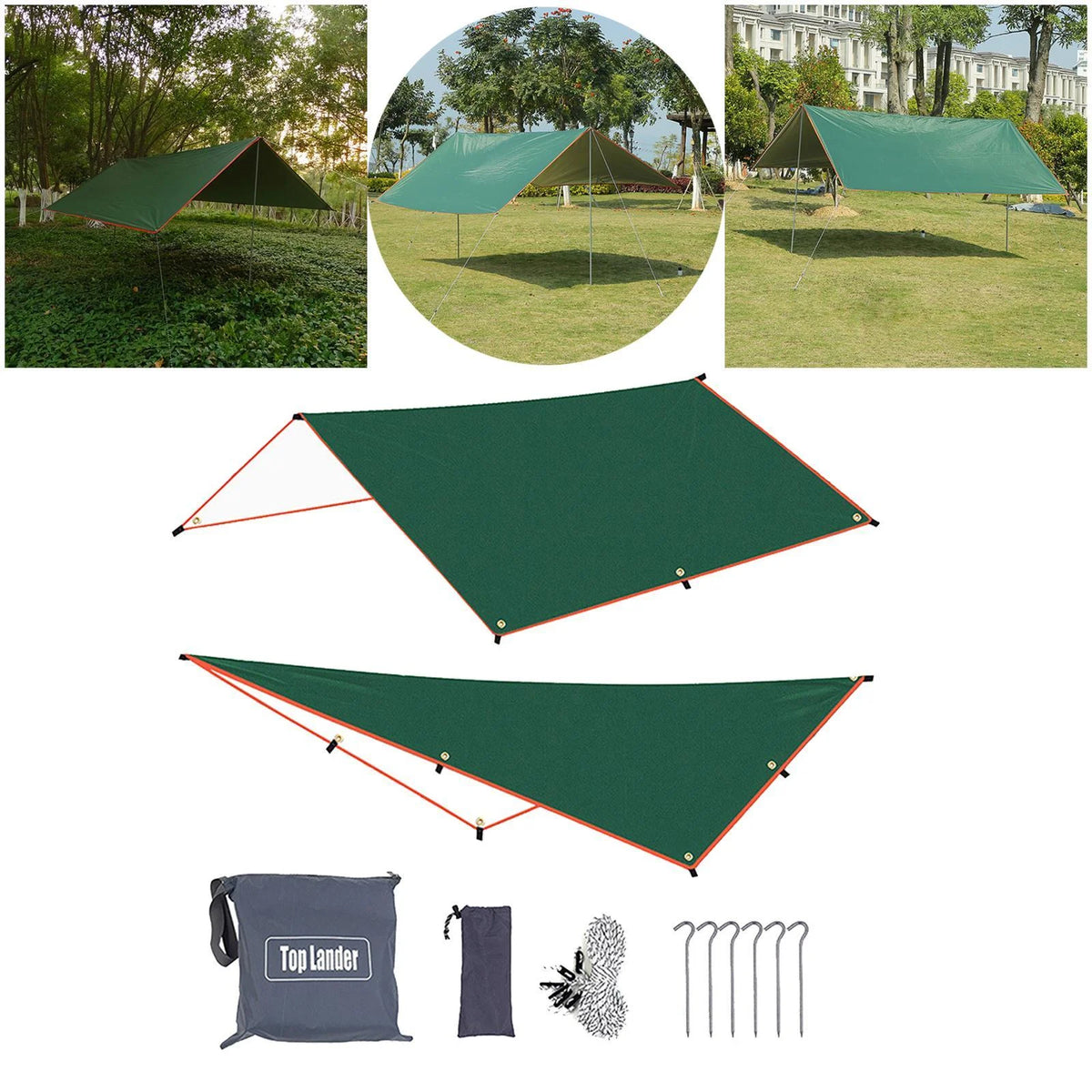 Green Waterproof Tent Tarp 300x500cm Q547853
