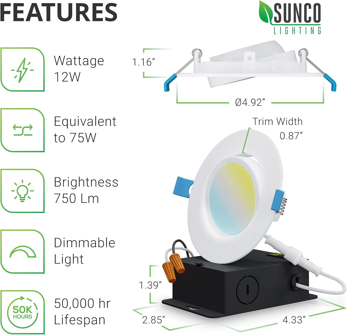 4 Inch Dimmable LED Recessed Lights 6 Pack J8530