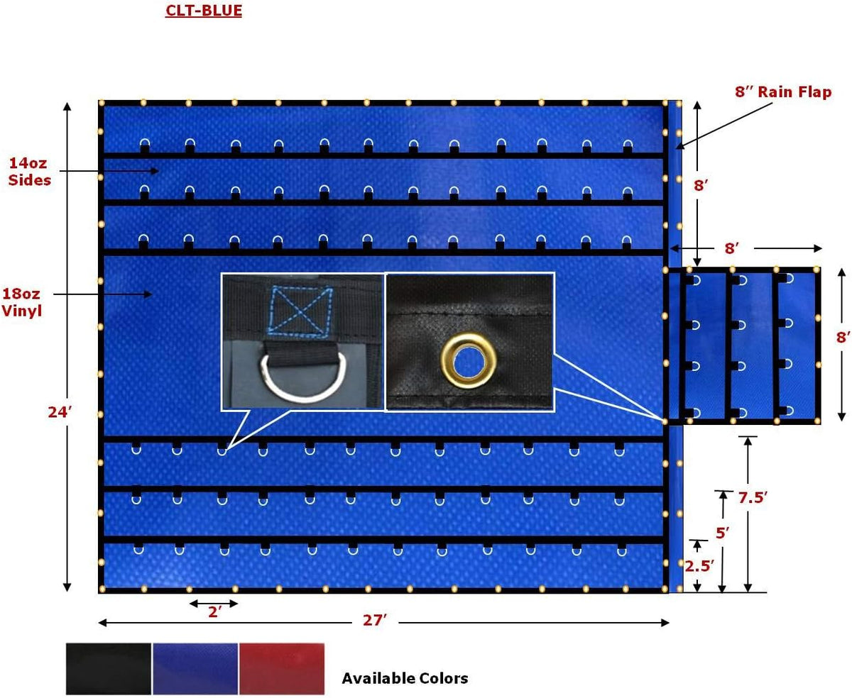 Black Combination Lumber Tarp 24x27 (8' Drop) L231