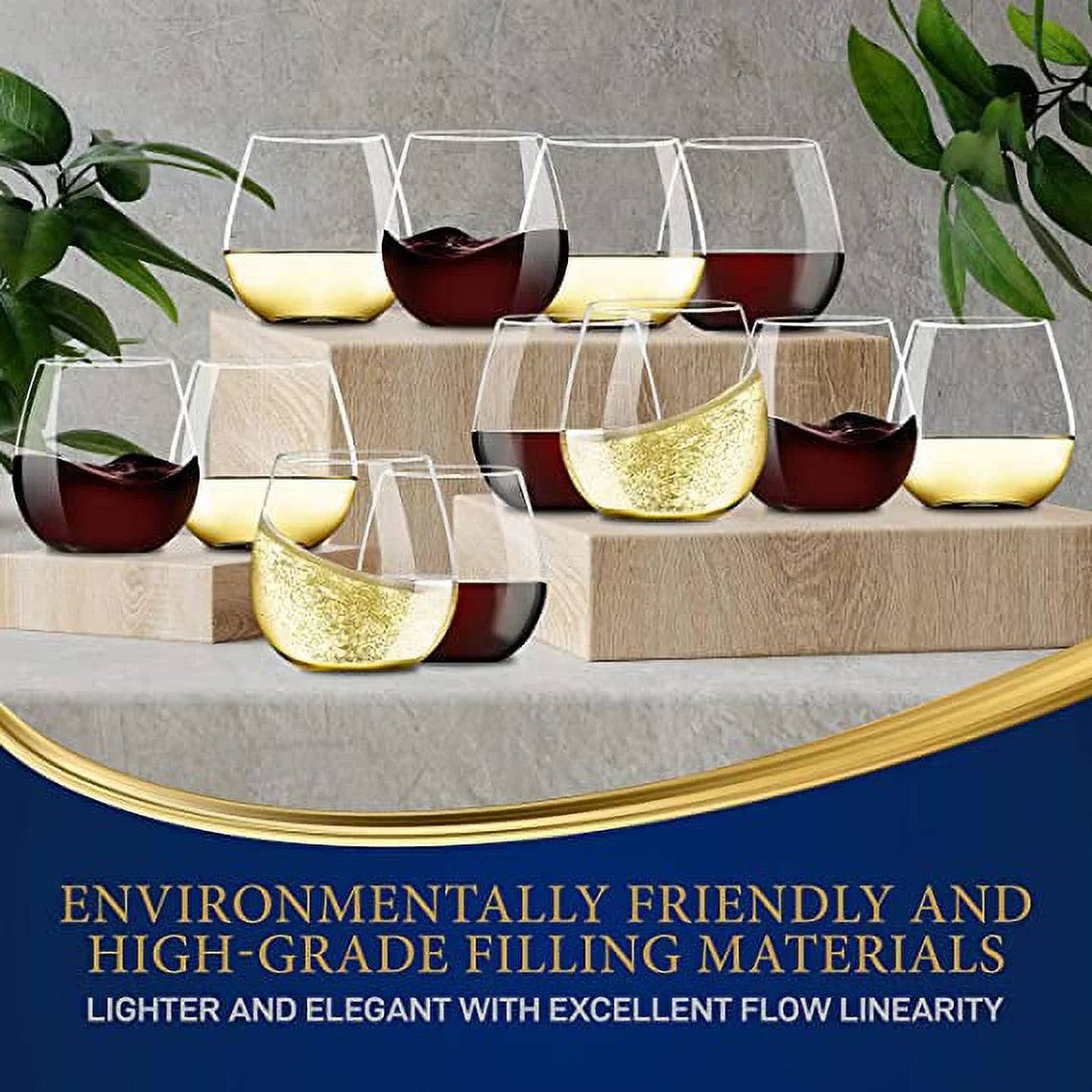 Stemless Wine Glasses Set of 12 U24017