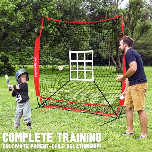 7x7' Baseball & Softball Net with Strike Zone, Tee, Ball Caddy X8958