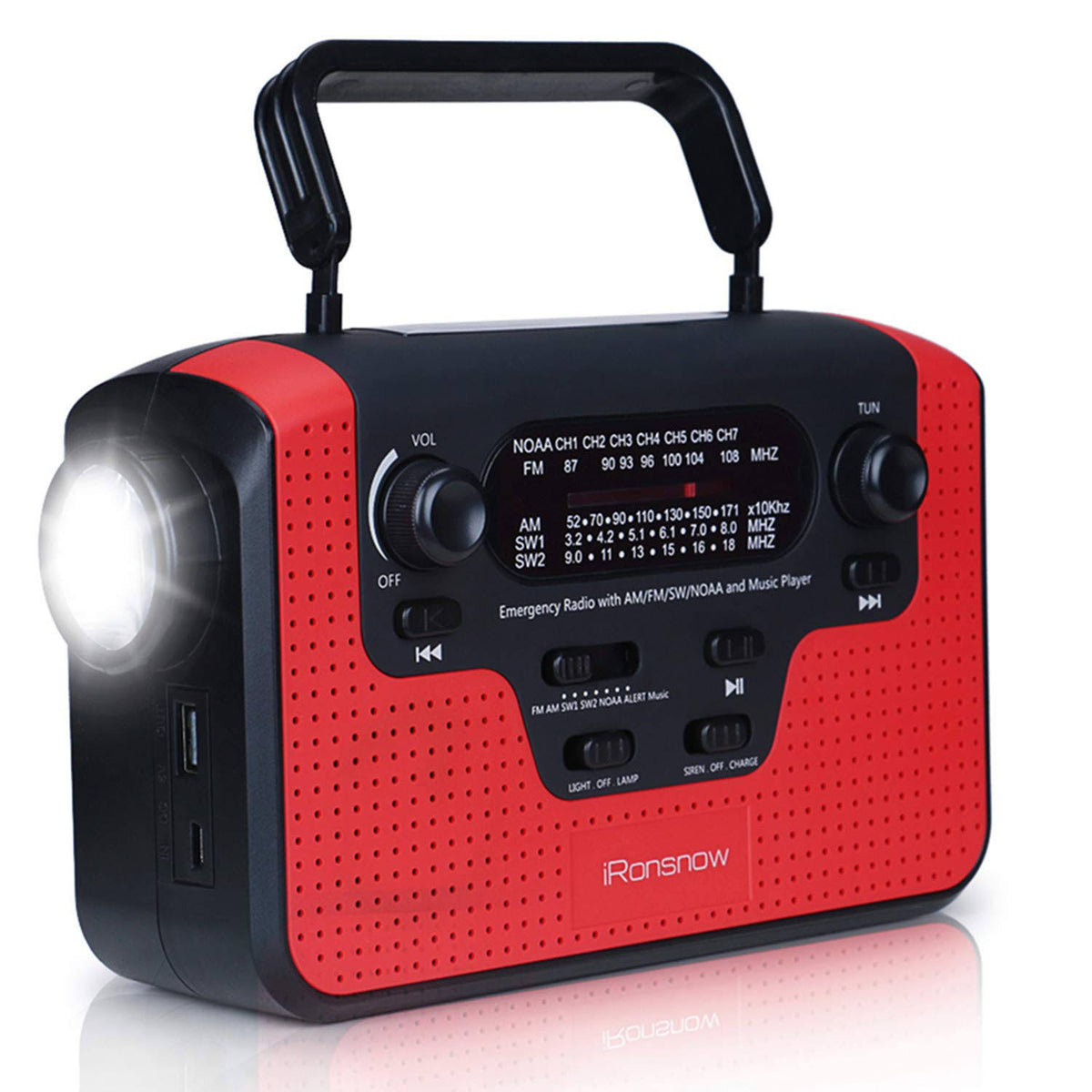 Solar Hand Crank Emergency AM/FM/SW/WB Radio with Alarm X829697