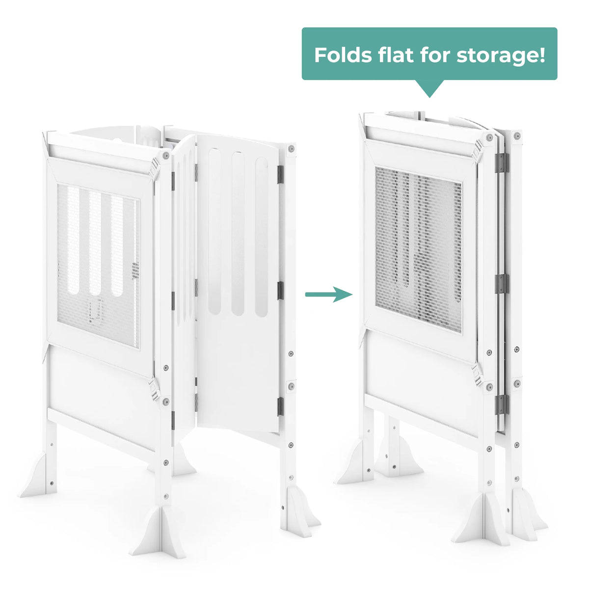 White Foldable Wooden Double Step Stool D37822