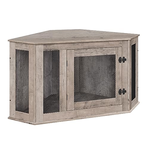 Greige and Black Wooden Dog Crate Furniture P559