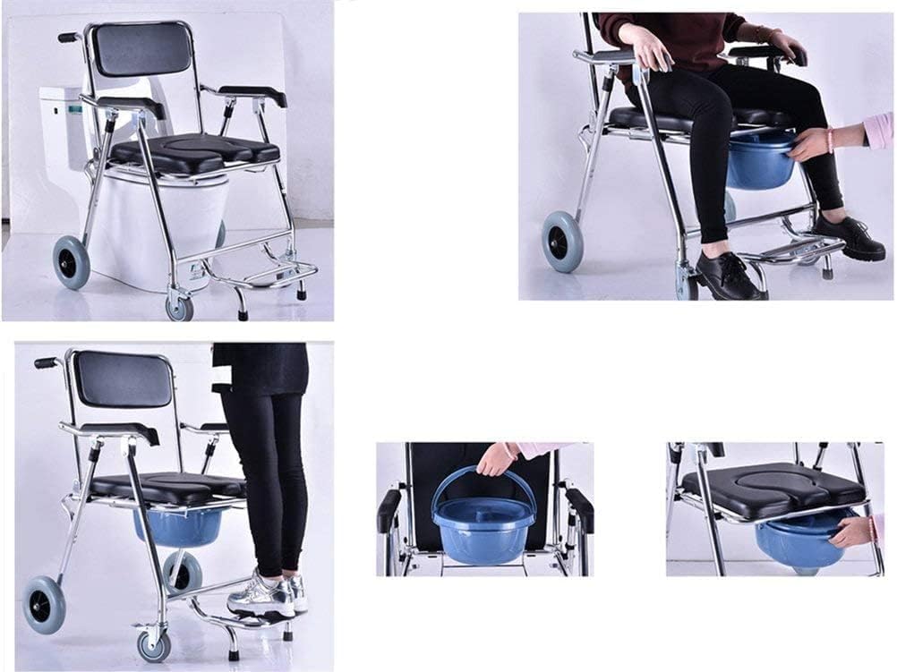 Folding Wheeled Over Toilet Chair with Padded Seat and Back S709