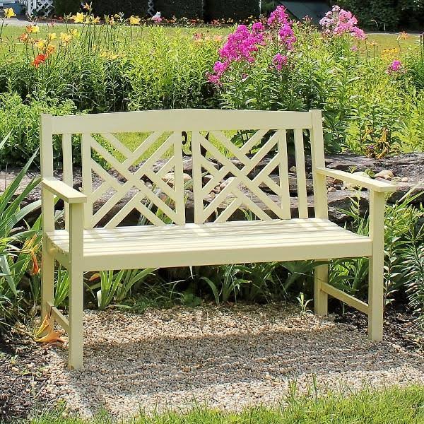 White Fretwork Bench S51340