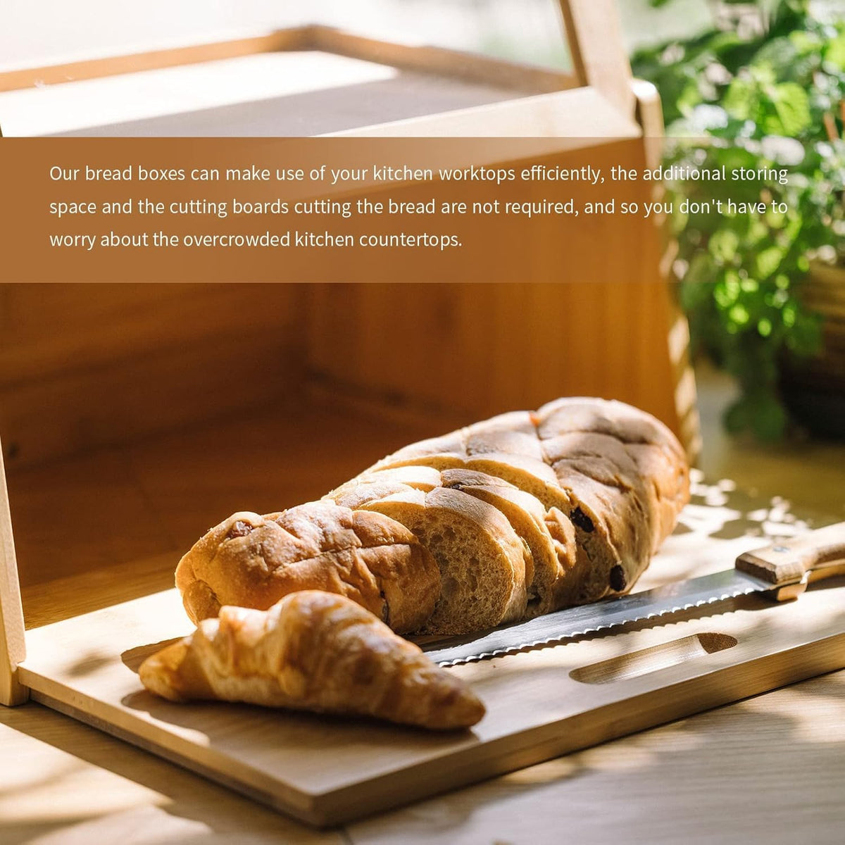 Bamboo Bread Box with Cutting Board H902