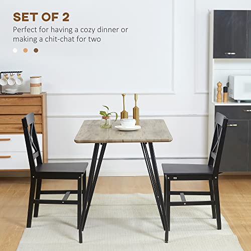 Black Wooden Cross Back Dining Chairs Set of 2 T5233