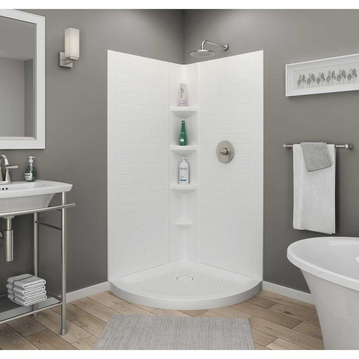 36-in x 72-in 3-Piece Glue To Wall Arctic Shower Wall K439