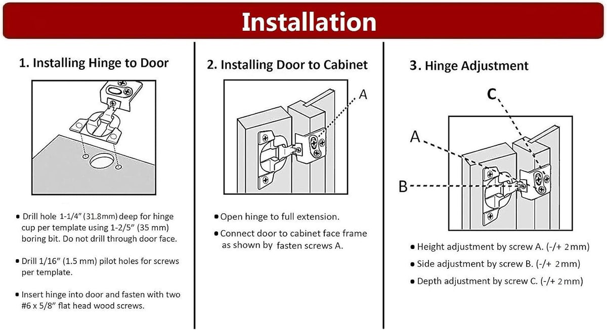 50 Pack Soft Close Cabinet Hinges, 1 1/4 Overlay, 105 Degree R964