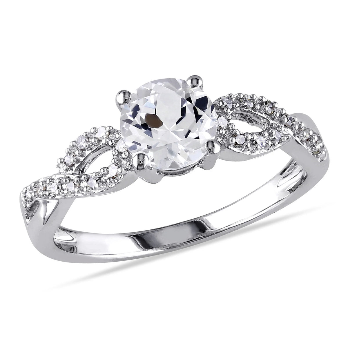 10kt White Gold Solitaire Ring with Infinity Band Y313875