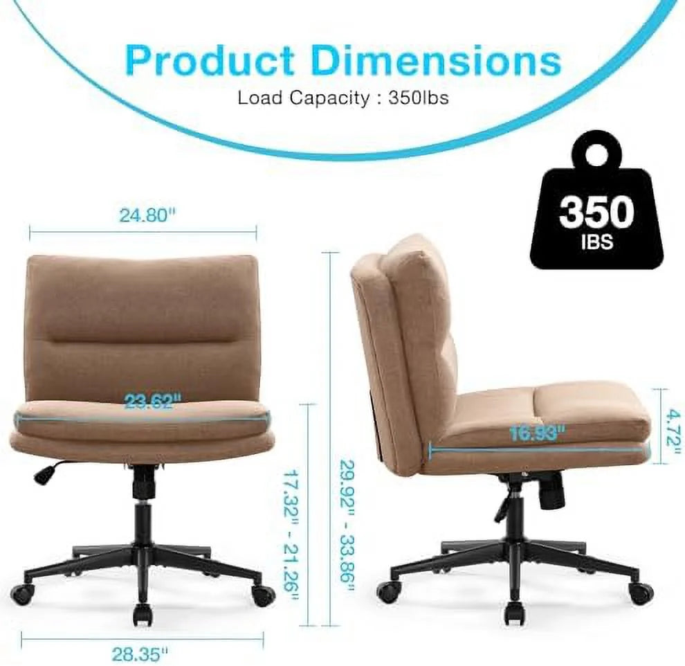 Armless Fabric Padded Office Chair with Wheels J8209