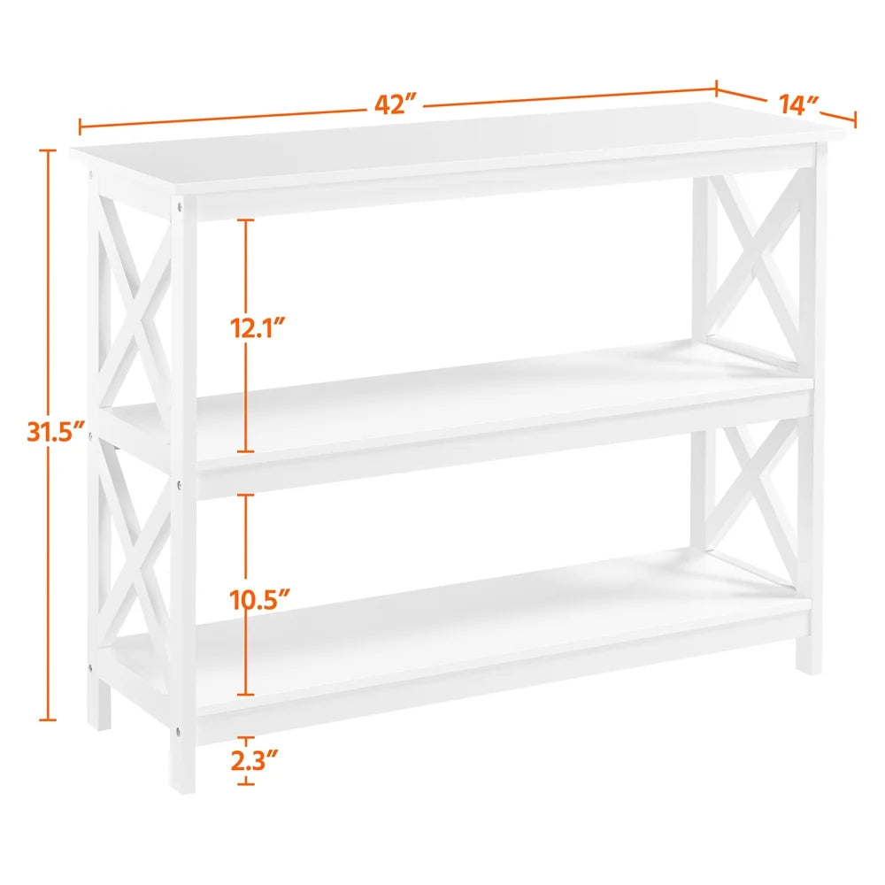 White Console Table with 2 Open Shelves N36469