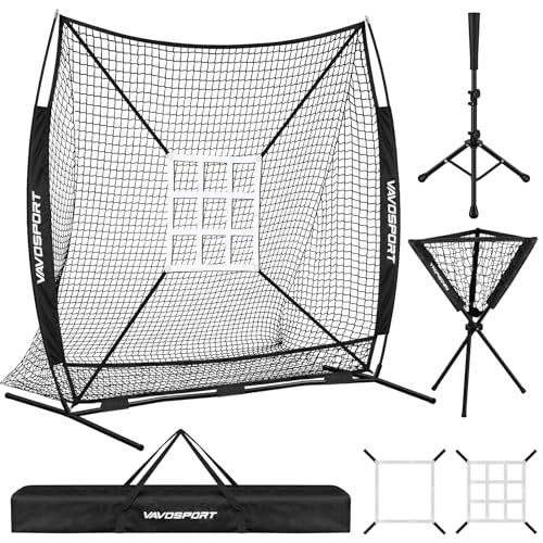 7x7' Baseball & Softball Net with Strike Zone, Tee, Ball Caddy X8958