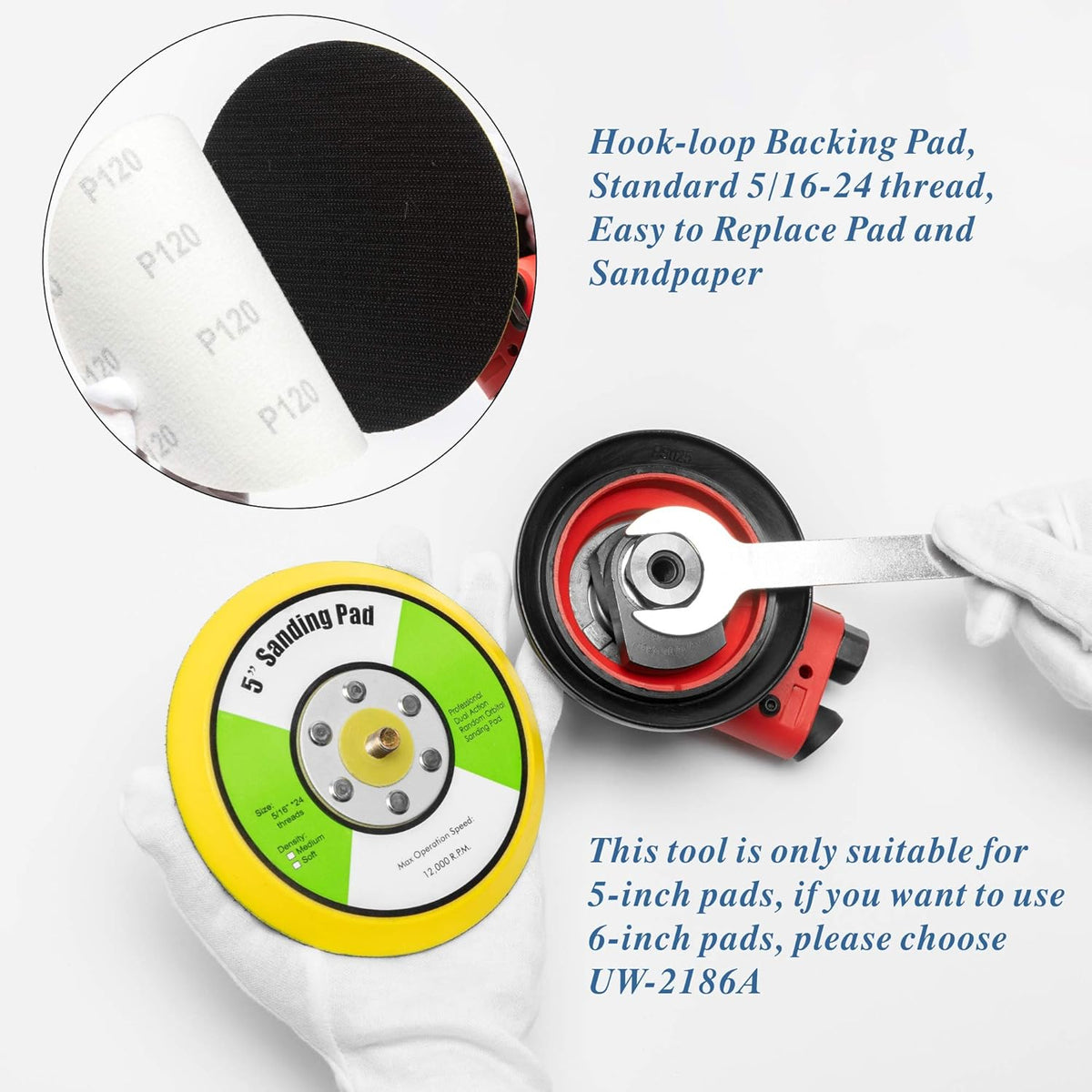 5 inch Air Random Orbital Sander, Dual Action Pneumatic Palm Sander, Pack of 2 U40056