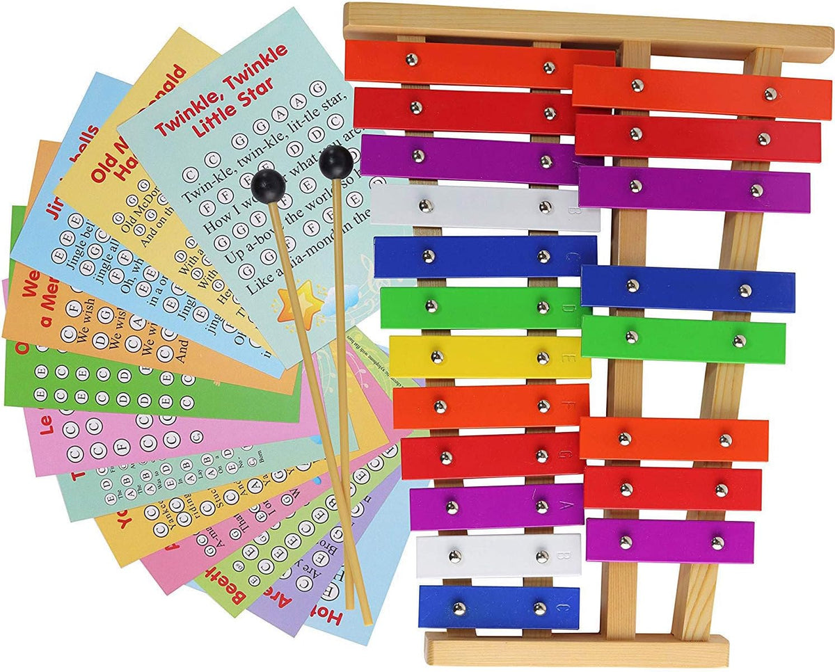 20 Note Chromatic Metal Glockenspiel with Sheet Music Cards D1444