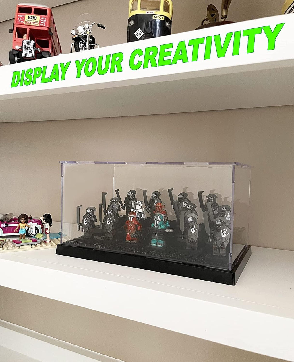 Acrylic Display Case in Black for Minifigure & Action Figures, 10 x 5.4 x 6.1, 5mm Dustproof Case, Pack of 2 B43179