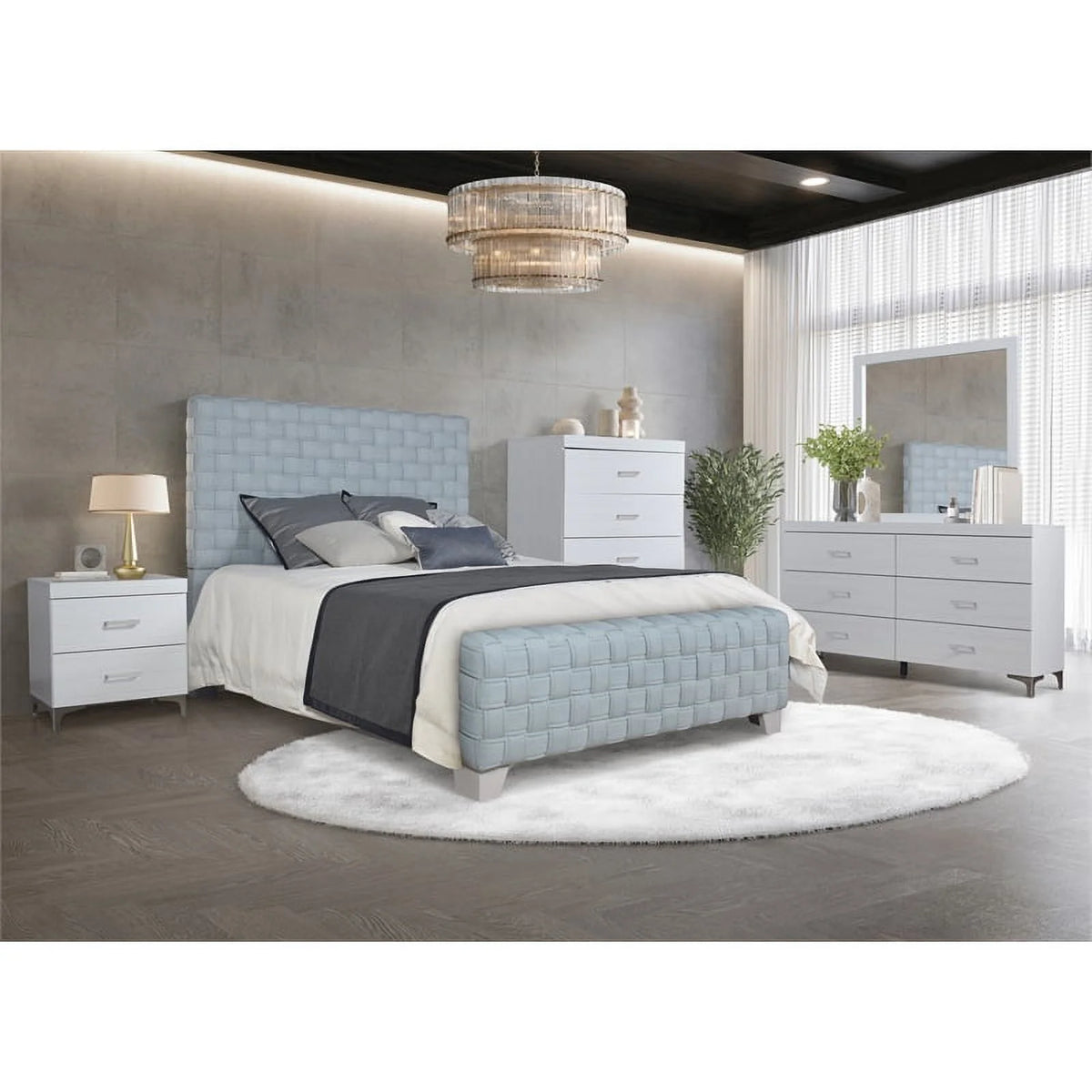 Chenille Upholstered Bed W6041