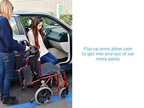 Red Heavy Duty Bariatric Transport Chair with 22” Extra-Wide Seat N12382