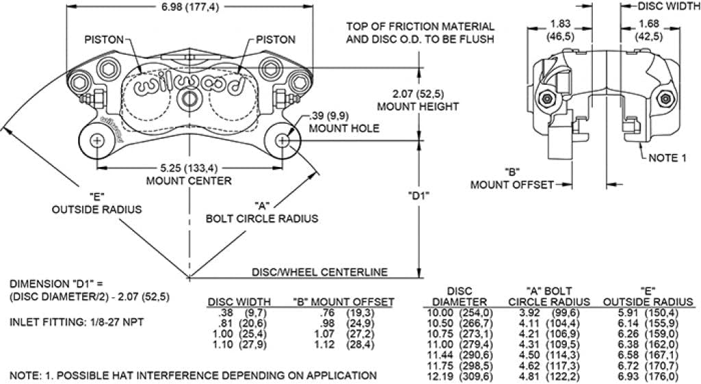 Forged Caliper 1.38in Pistons .81in Disc Black B733199
